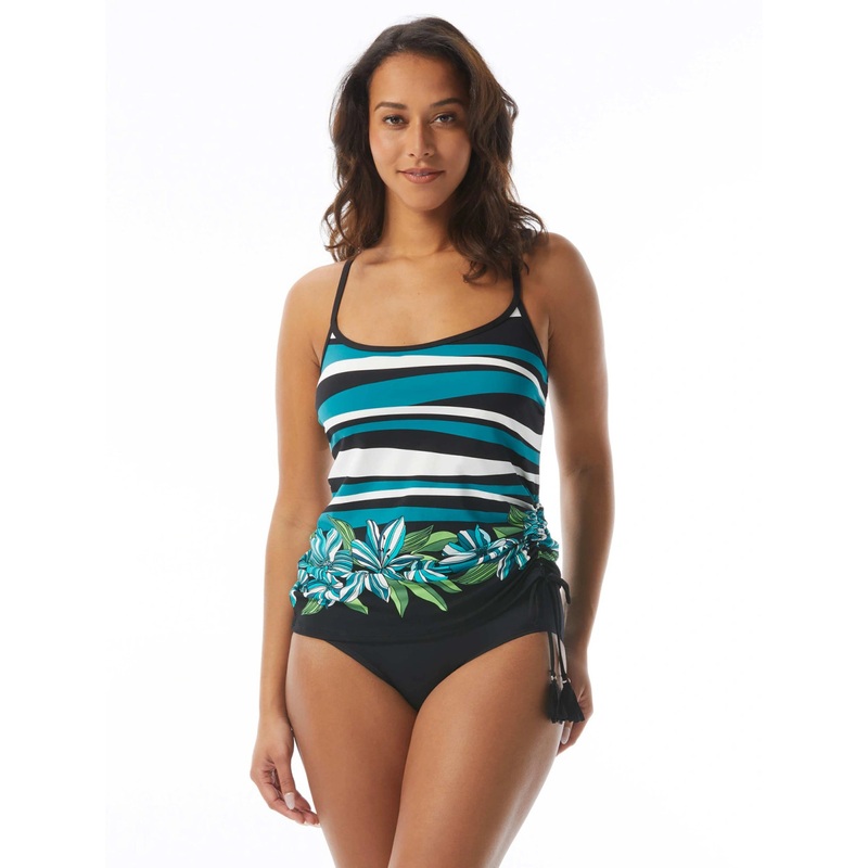 BEACH HOUSE BRIDGET SHIRRED SIDE TANKINI – DECO BORDER
