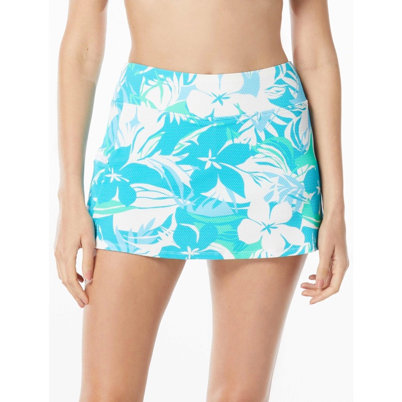BEACH HOUSE EMMA PRINTED TEXTURED SWIM SKORT – FLOWERS  PIQUE