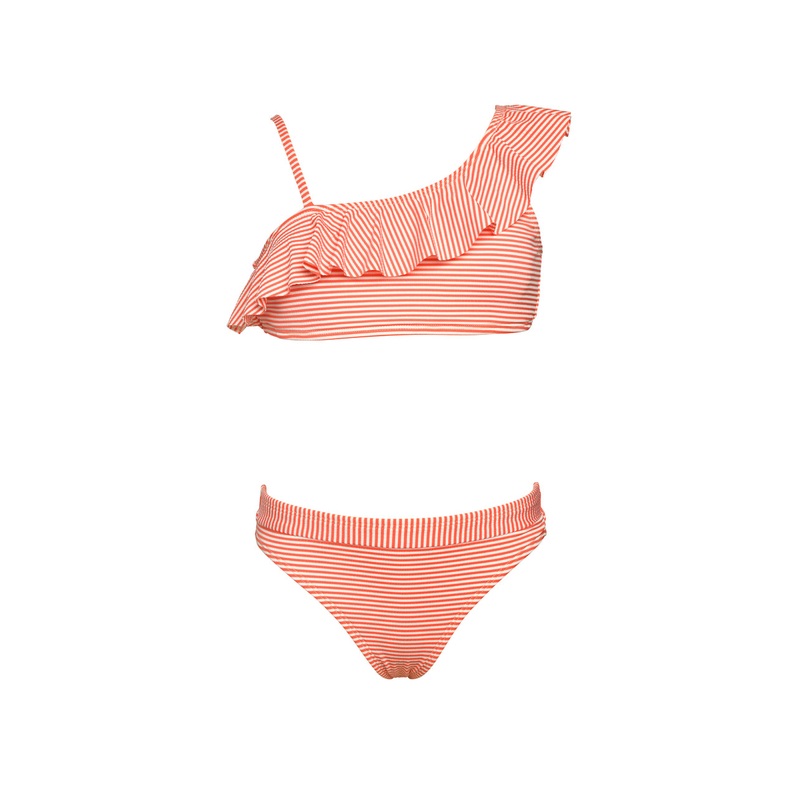 HOBIE GIRLS SAILOR STRIPES ONE SHOULDER RUFFLE SET 7-16