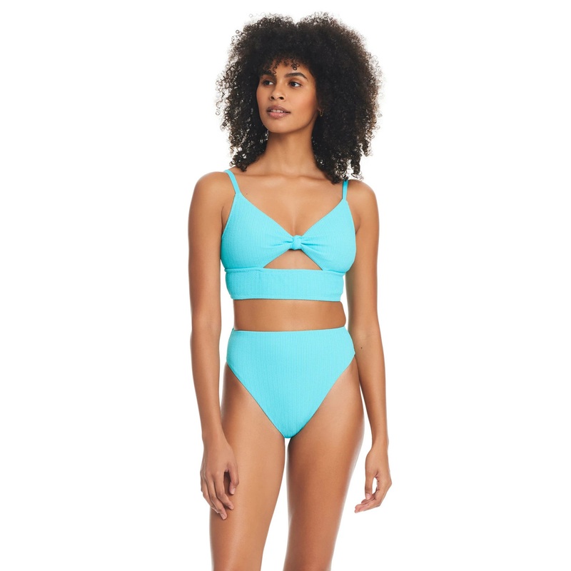 SANCTUARY SANDBAR SOLID TWIST KNOT BRALETTE BIKINI TOP