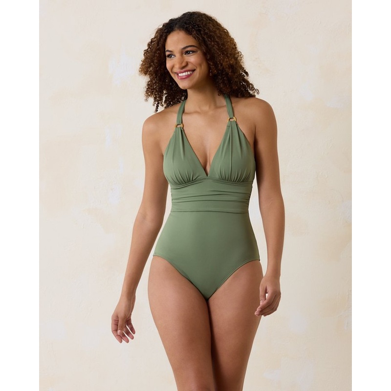 TOMMY BAHAMA PARADISE FRONDS V-NECK ONE PIECE