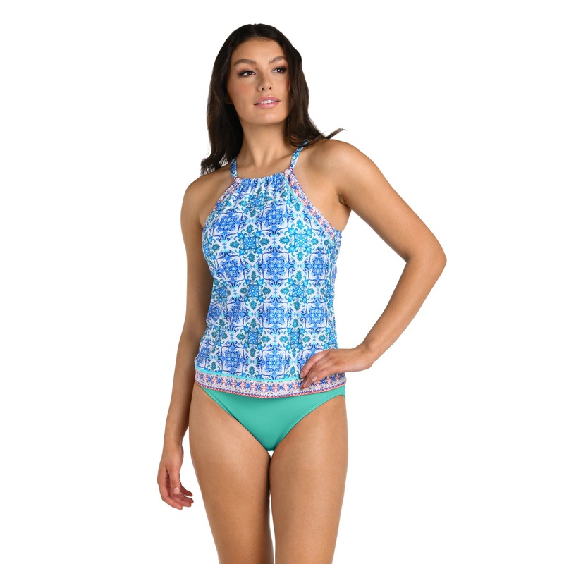 24TH & OCEAN BEACHSIDE TILE UNDERWIRE HIGH NECK TANKINI