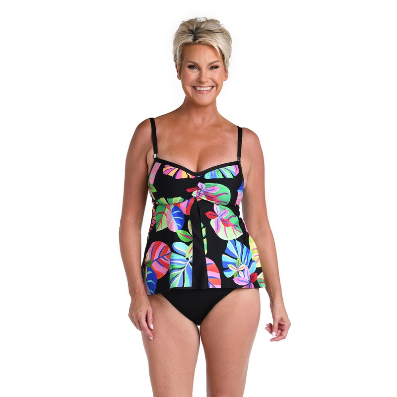 24TH & OCEAN TROPIFLAGE FLYAWAY UNDERWIRE FLYAWAY TANKINI