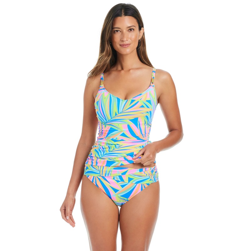 BLEU BY ROD BEATTIE ON THE BRIGHT SIDE SCOOP NECK TANKINI TOP