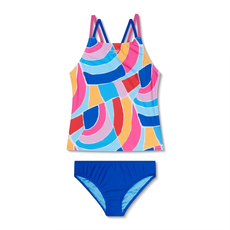 SPEEDO GIRLS PRINTED TANKINI SET 7-16 – 2 COLORS AVAILABLE