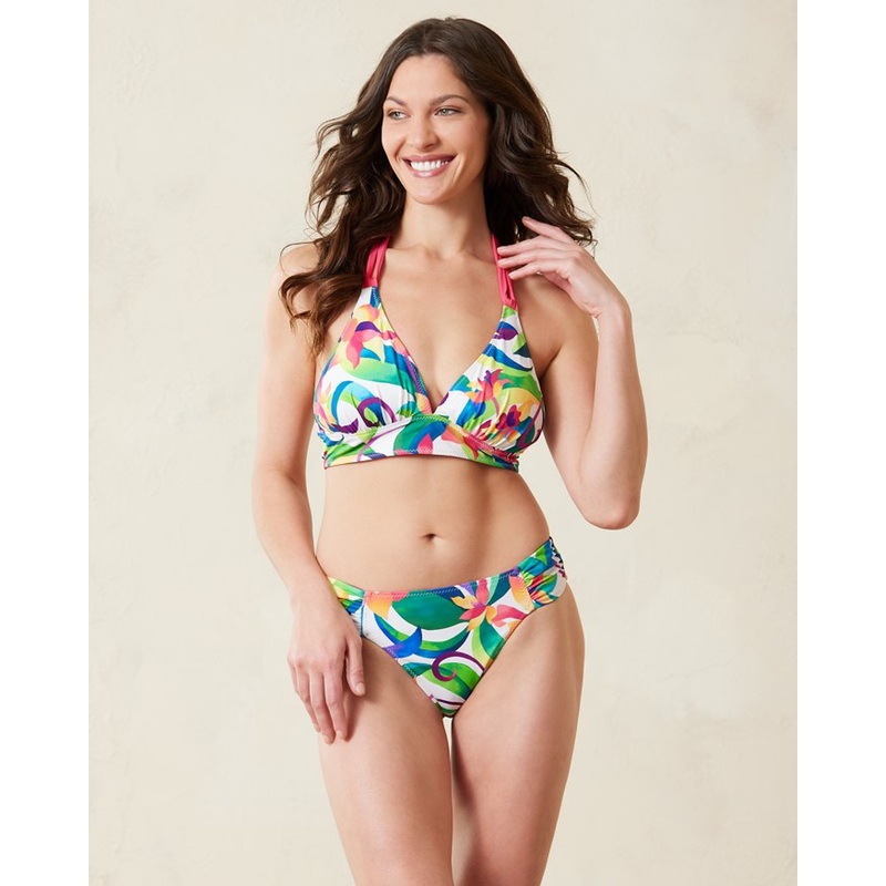 TOMMY BAHAMA TROPICAL BLOOMS REVERSIBLE HALTER BIKINI TOP