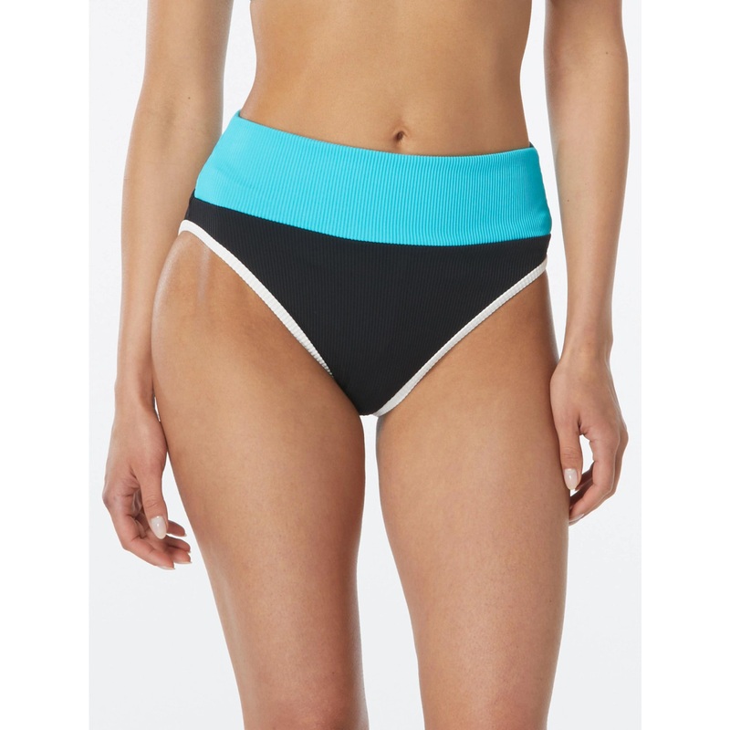 BEACH HOUSE SPORT GEM HIGH WAISTRIBBED BIKINI BOTTOM – COLORBLOCK – BLACK