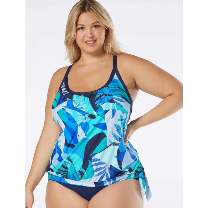 BEACH HOUSE SPORT PLUS SIZE TRIUMPH DOUBLE LAYER TANKINI – GEO PALM (18W-22W)
