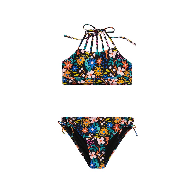 HOBIE GIRLS ISLAND WILDFLOWER STRAPPY HIGH NECK BRALETTE SET 7-16
