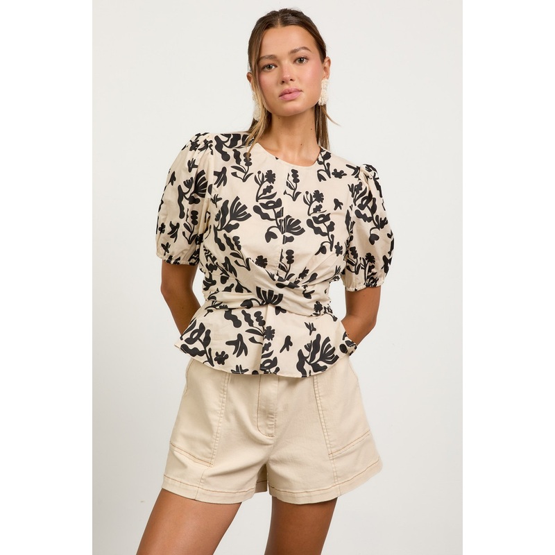 SKIES ARE BLUE PRINTED POPLIN TOP