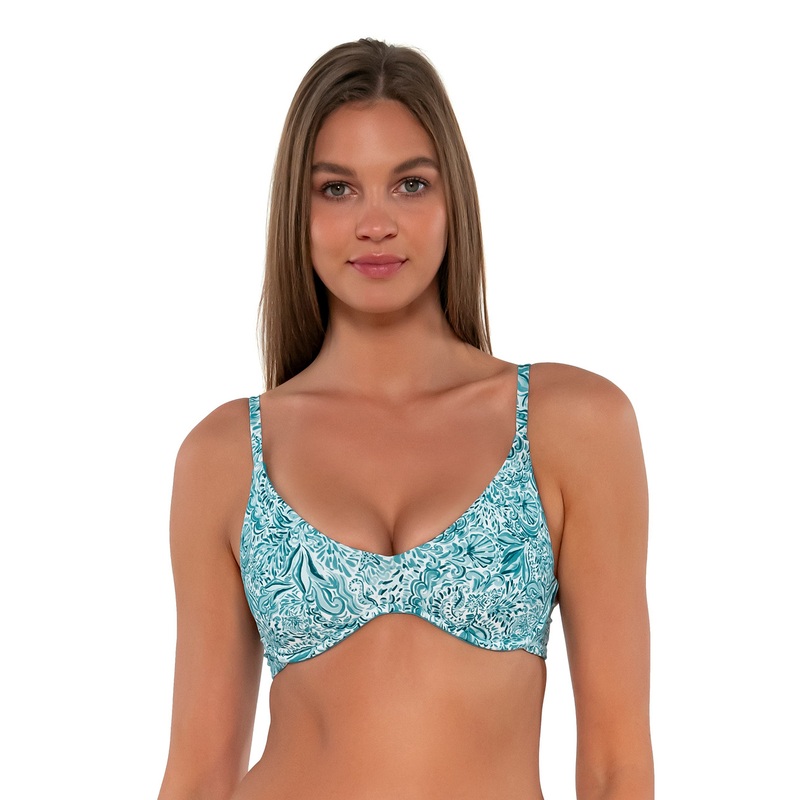 SUNSETS PRINTED BROOKE U-WIRE HALTER (SMALL- E CUP) – BY THE SEA
