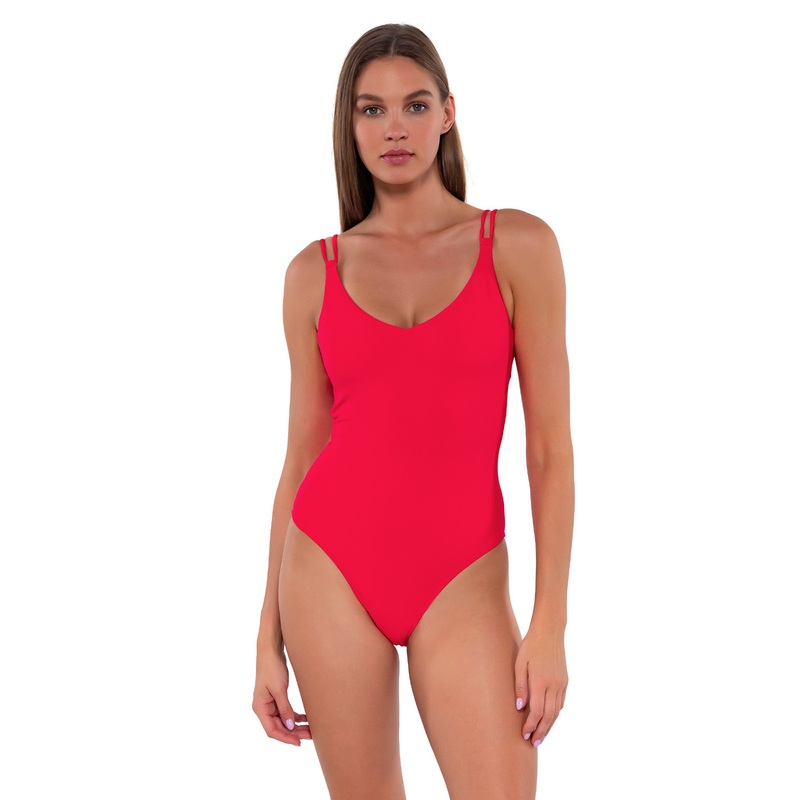 SUNSETS VERONICA SOLID ONE PIECE – GERANIUM