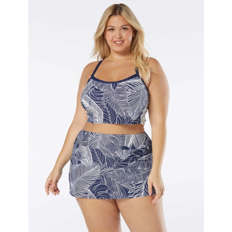 BEACH HOUSE SPORT PLUS SIZE PLATEAU RACERBACK CROP BIKINI TOP – PARADISE PALM (16W-18W)