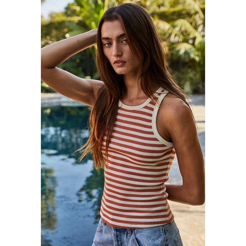 BY TOGETHER DEUCE STRIPED TANK – 3 COLORS AVAIALBLE