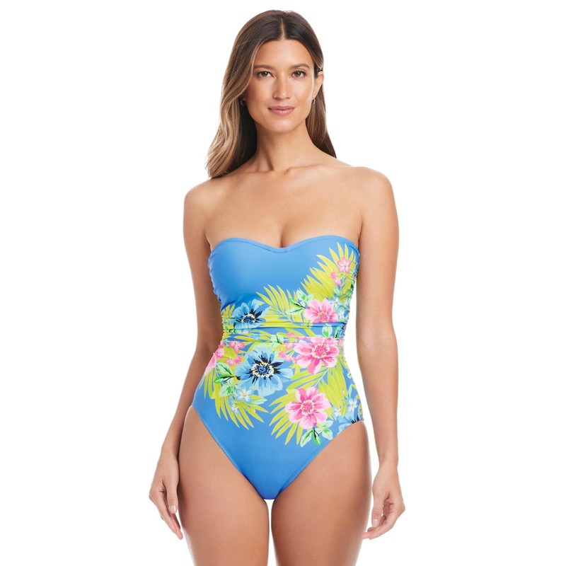 BLEU BY ROD BEATTIE LET’S GET AWAY SHIRRED BANDEAU ONE PIECE