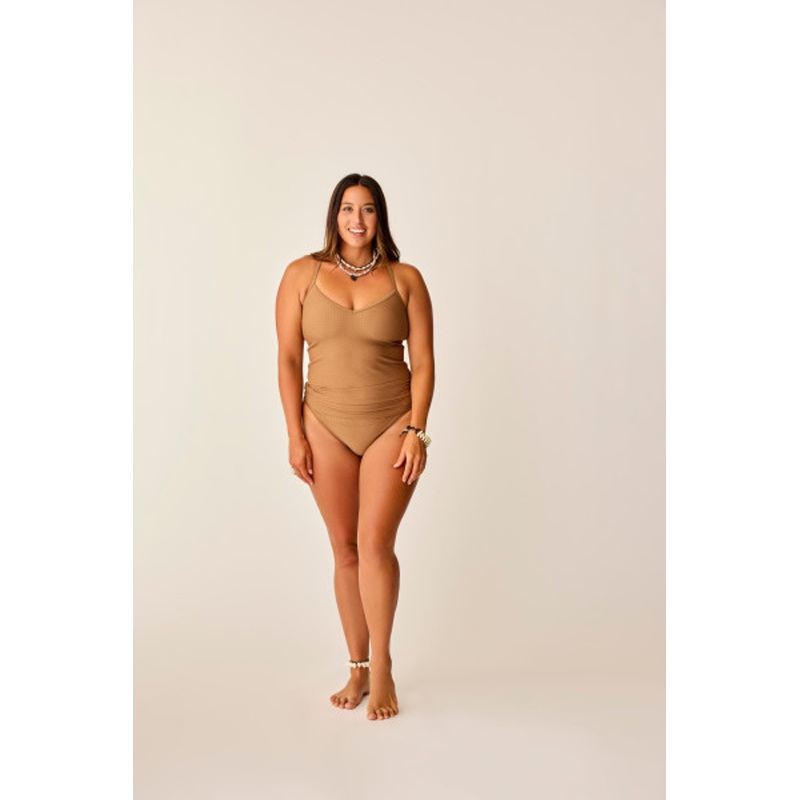 CARVE DESIGNS SOLID STINSON TANKINI – RUM TEXTURE