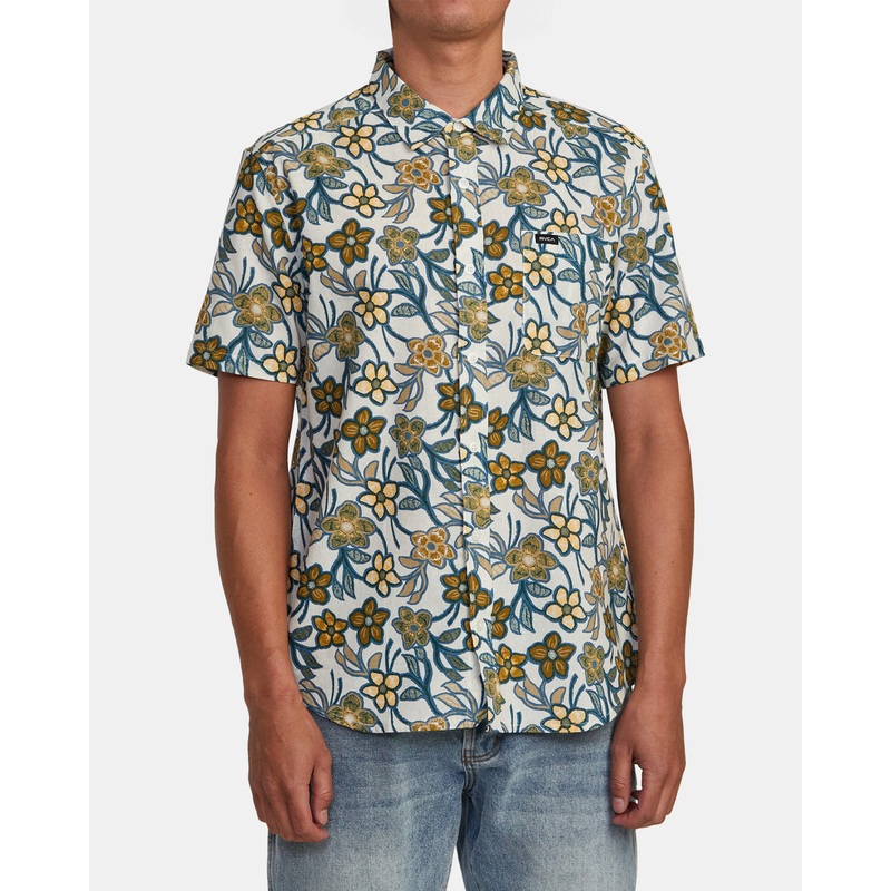 RVCA EVENING FLORAL SHORT SLEEVE SHIRT