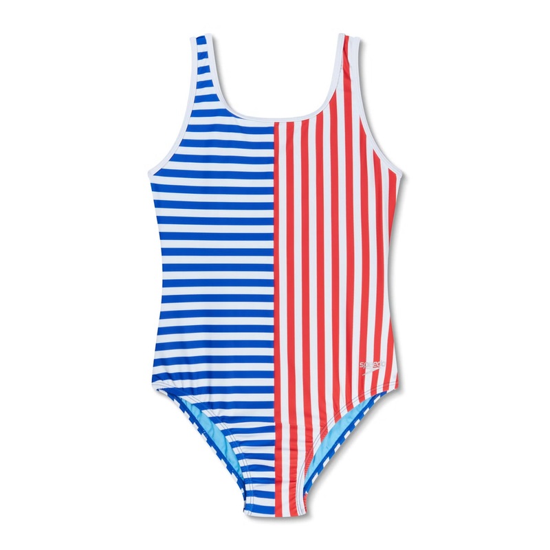 SPEEDO GIRLS STRIPE BLOCKED ONE PIECE 7-16