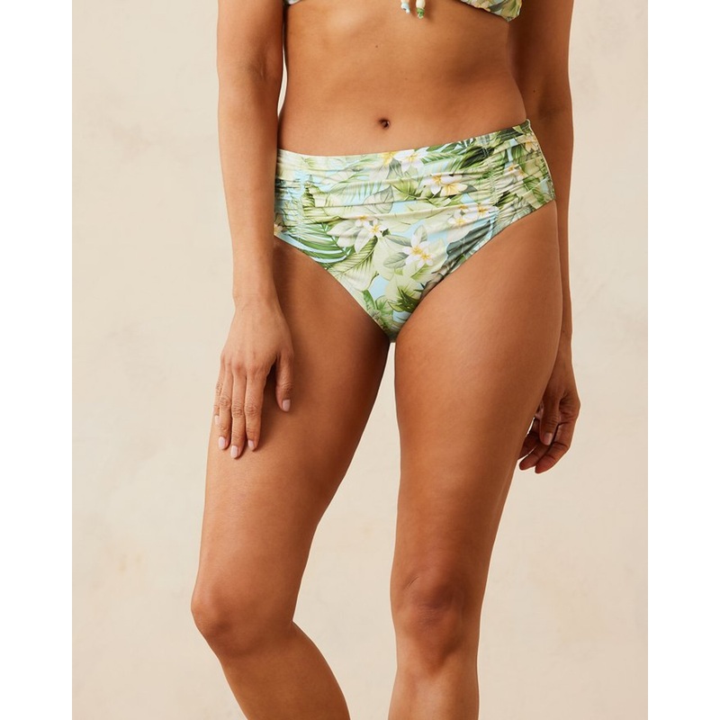 TOMMY BAHAMA PARADISE FRONDS SHIRRED HIGH-WAISTED BIKINI BOTTOM