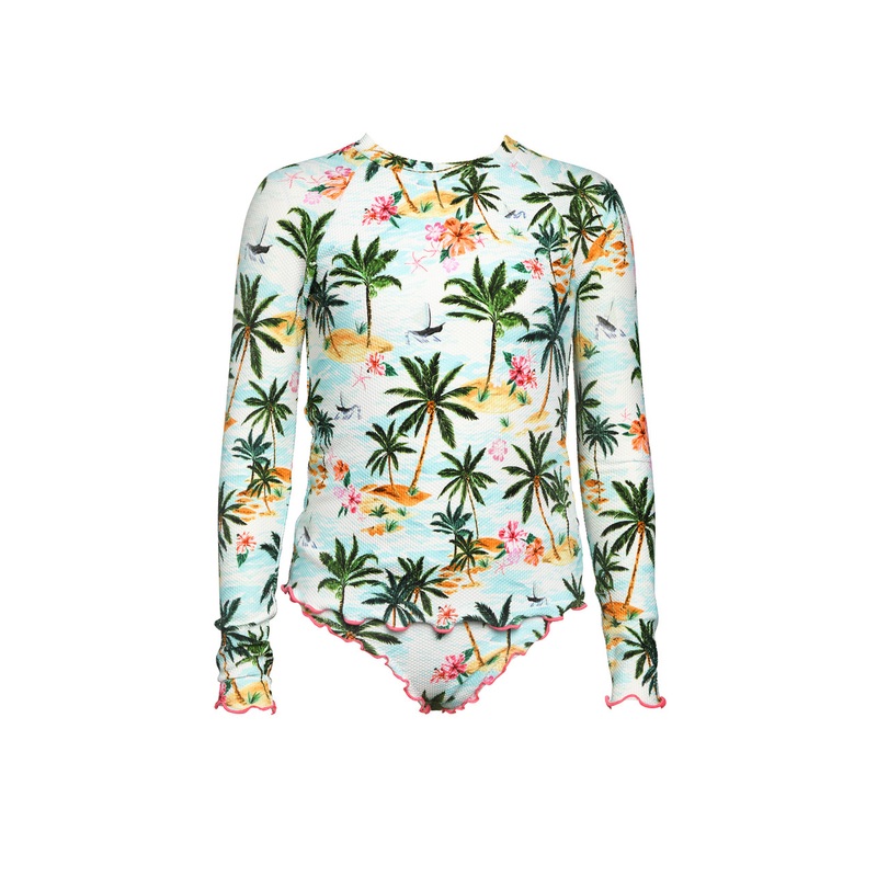 HOBIE GIRLS DESTINATION VACATION LONG SLEEVE RASHGUARD SET 7-16