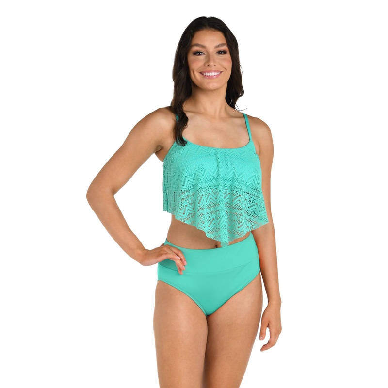 24TH & OCEAN CECILY CROCHET HANKERCHIEF FLOUNCE MIDKINI TOP