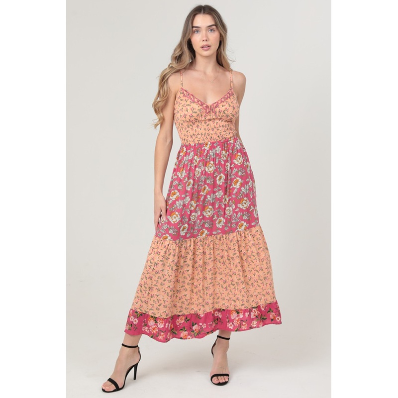 ANGIE SMOCKED BODICE MAXI DRESS
