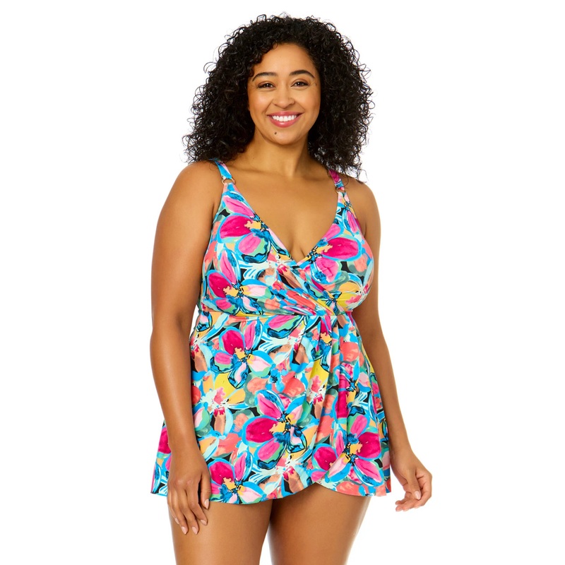 ANNE COLE AMALFI FLORAL SWIM DRESS (16W-20W)
