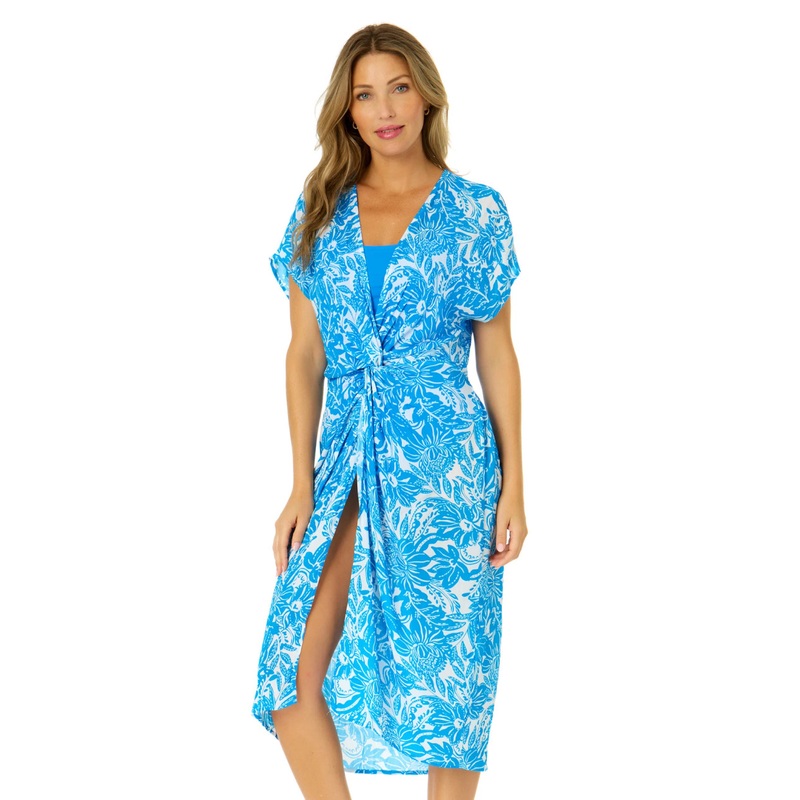ANNE COLE MIDNIGHT FLORAL V-NECK TWIST FRONT MIDI DRESS