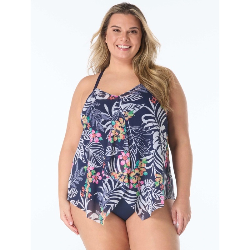 BEACH HOUSE KERRY MESH LAYER UNDERWIRE TANKINI – INDIGO JUNGLE (18W-22W)