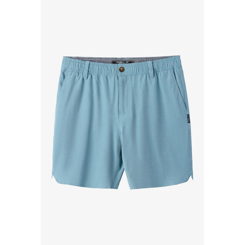 O’NEILL RESERVE LIGHT CHECK SCALLOP ELASTIC WAIST 18″ HYBRID SHORTS 18