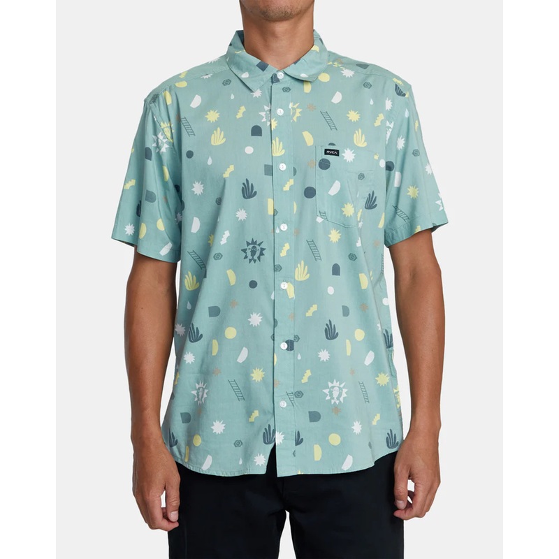 RVCA MORNING GLORY SHORT SLEEVE WOVEN SHIRT