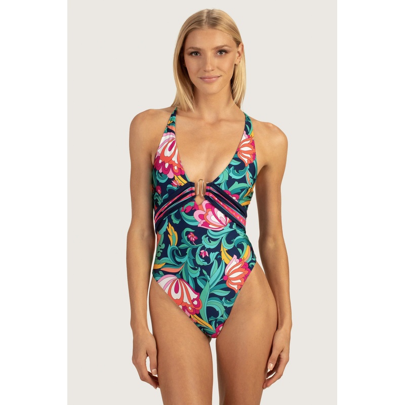 TRINA TURK INDIA GARDEN PLUNGE ONE PIECE