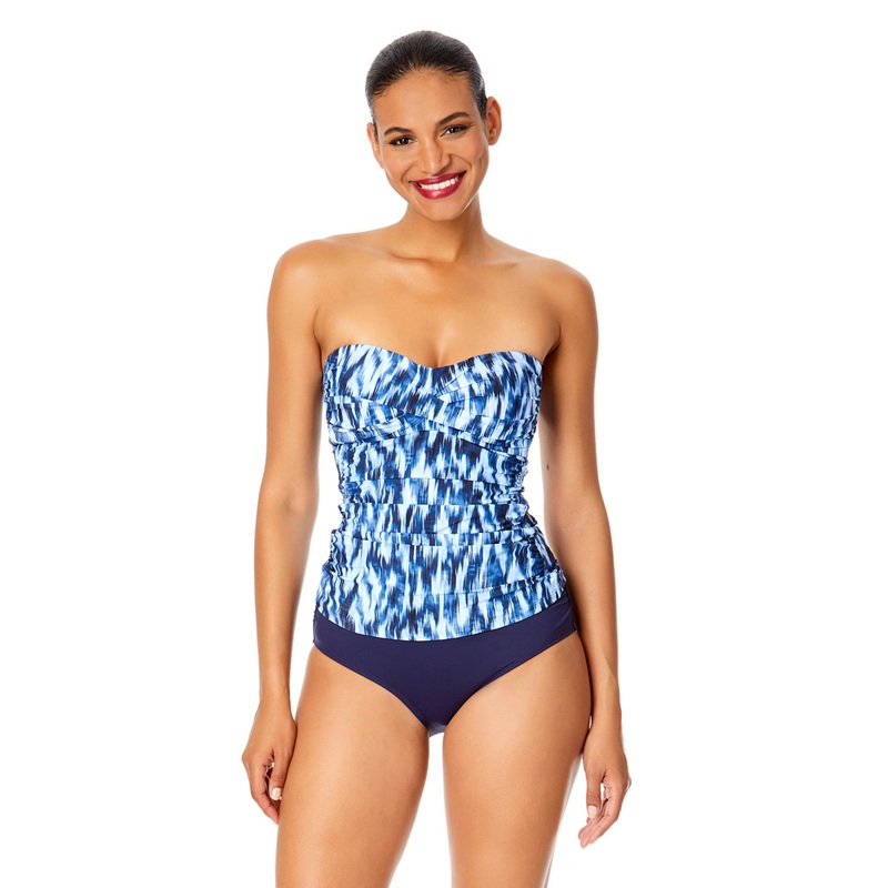 ANNE COLE TIE DYE IKAT TWIST FRONT BANDEAUKINI