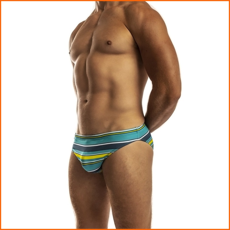 Jack Adams Swimwear Multi Stripe Low Rise 1″ Swimsuit