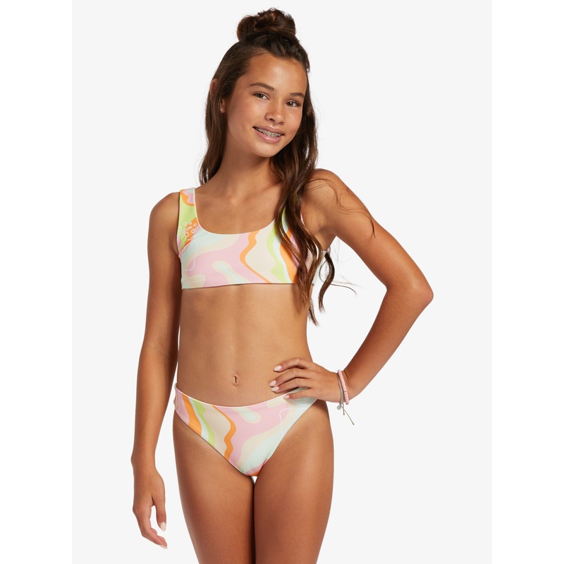 ROXY GIRL’S HIBISCUS REVERSIBLE BRALETTE BIKINI SET 7-16