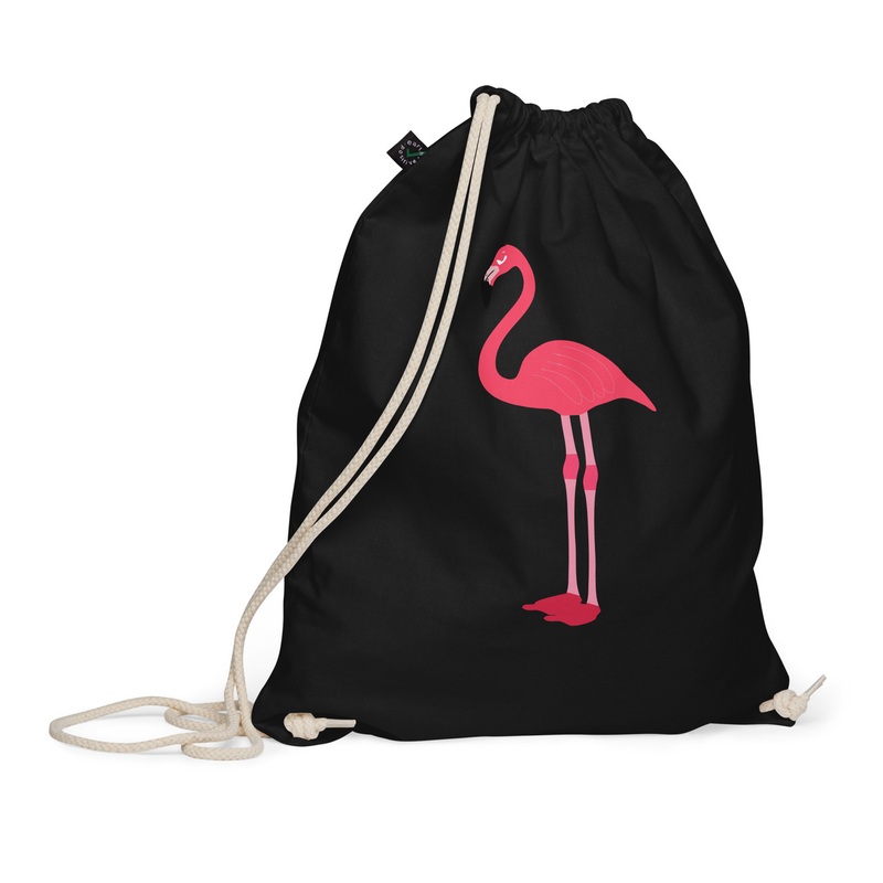 WTees Pink Flamingo Organic Cotton Drawstring Bag