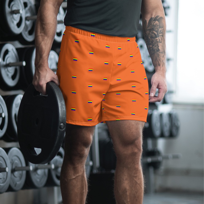 WTees Rainbow Flags Athletic Shorts Orange