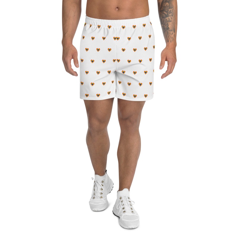 WTees Rainbow Hearts Men’s Athletic Shorts White