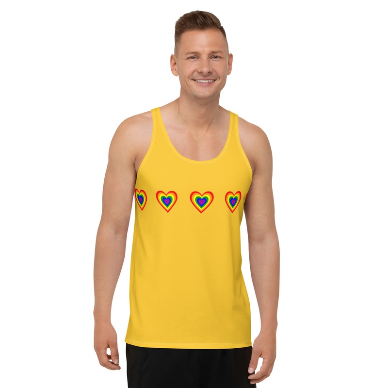 WTees Rainbow Hearts Tank Top Yellow