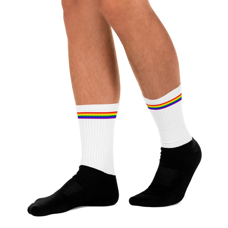 WTees Rainbow Stripe Socks White