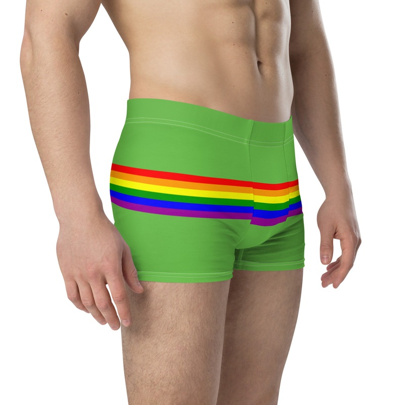 WTees Rainbow Stripe Trunk Boxer Briefs Green