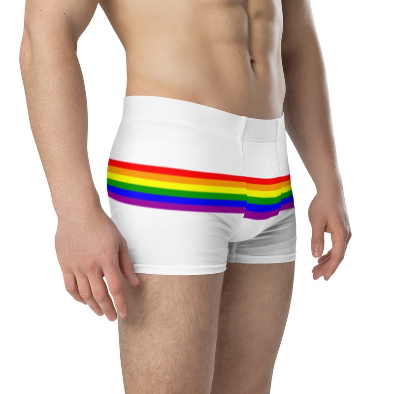 WTees Rainbow Stripe Trunk Boxer Briefs White