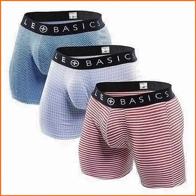 MaleBasics 3 Pack Boxer Briefs Prints Black Waist