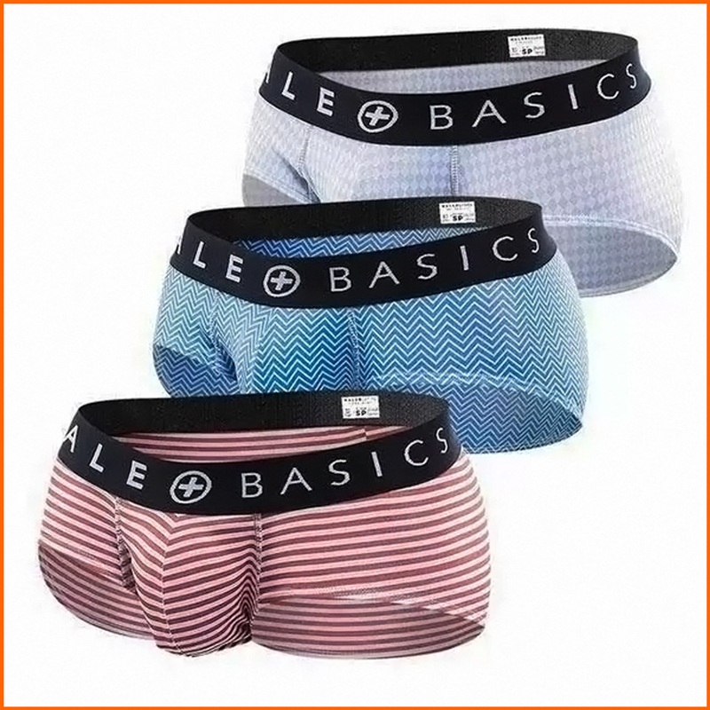 MaleBasics 3 Pack Briefs Prints Black Waist