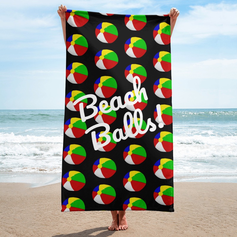 WTees Beach Balls Beach Towel Black