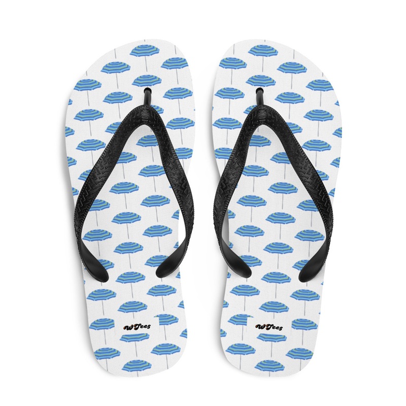 WTees Beach Umbrella Flip Flops White Sand