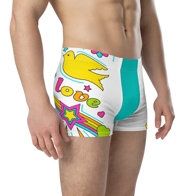WTees Peace & Love Trunk Boxer Briefs Blue Iris