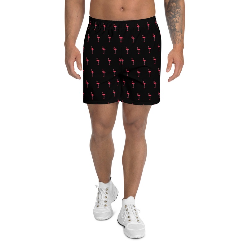 WTees Pink Flamingos Athletic Shorts Black