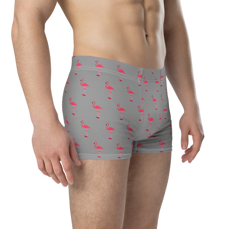 WTees Pink Flamingos Boxer Briefs Grey