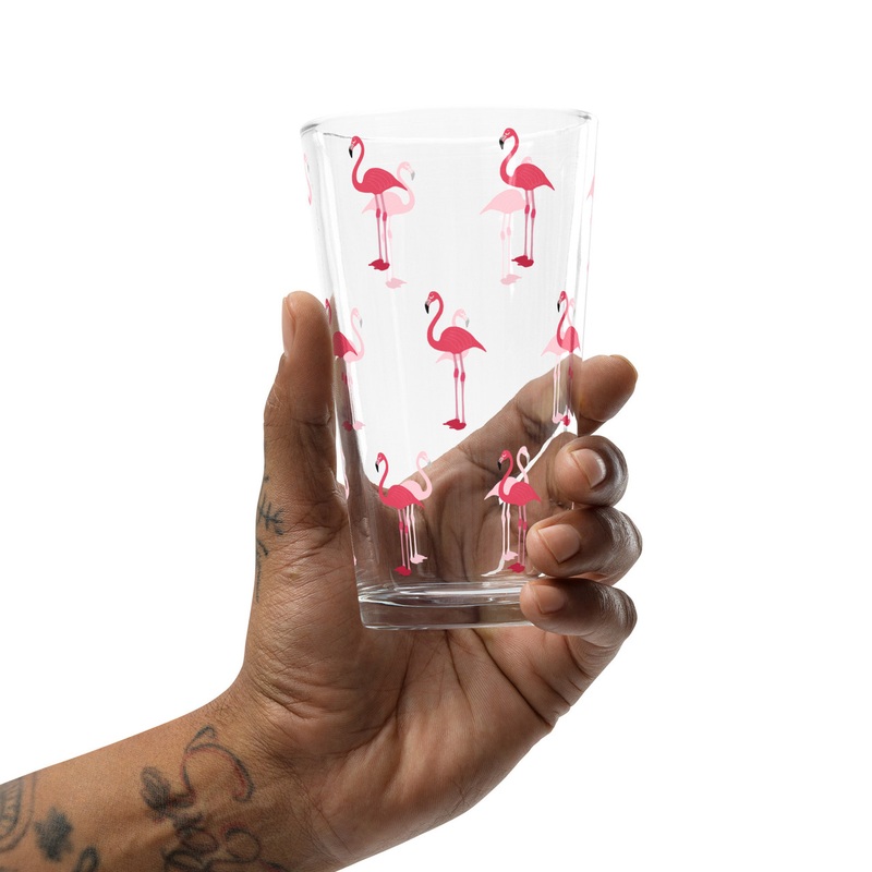 WTees Pink Flamingos Shaker Pint Glass